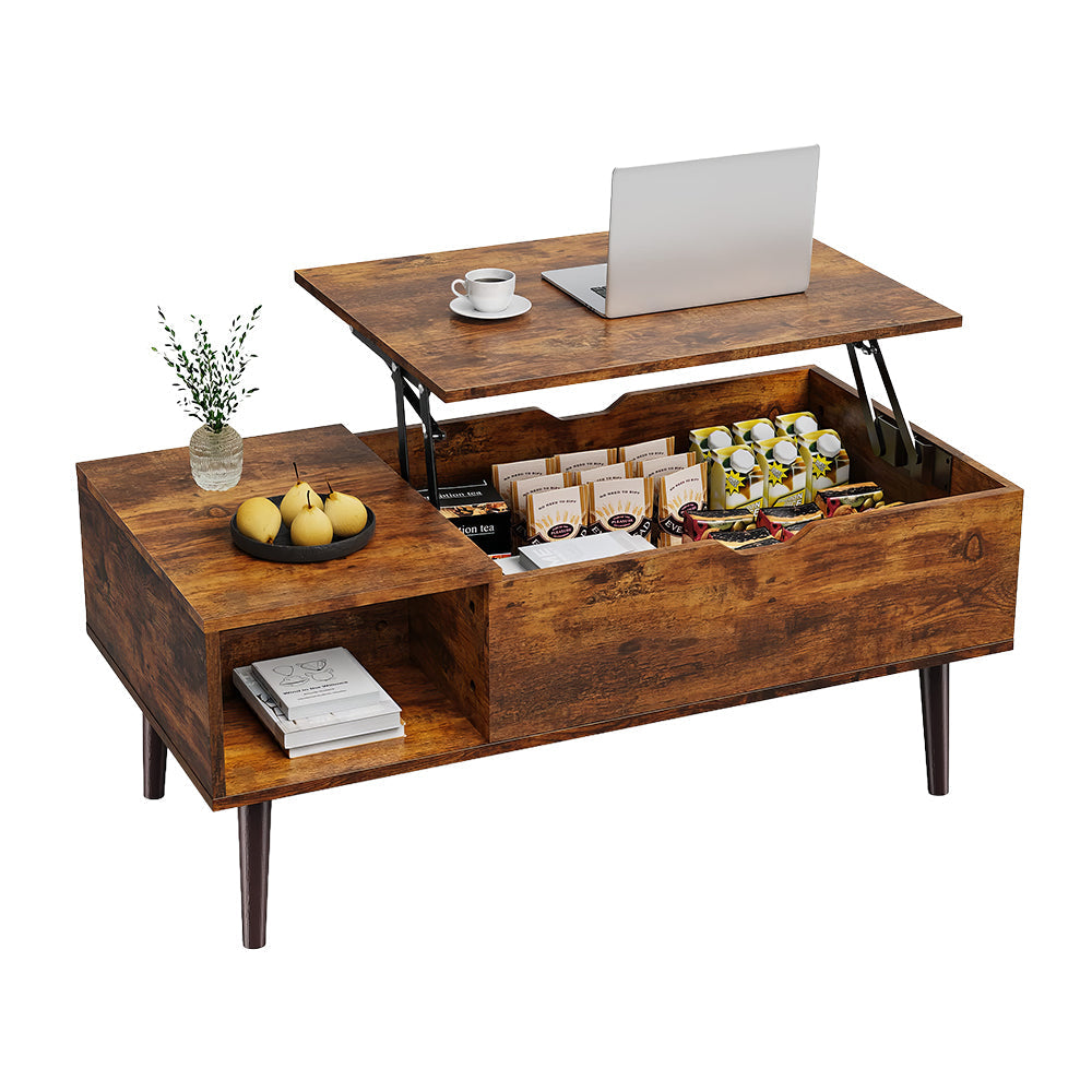 Lift Top Coffee Table with Storage Shelf & Hidden Compartment, 39"