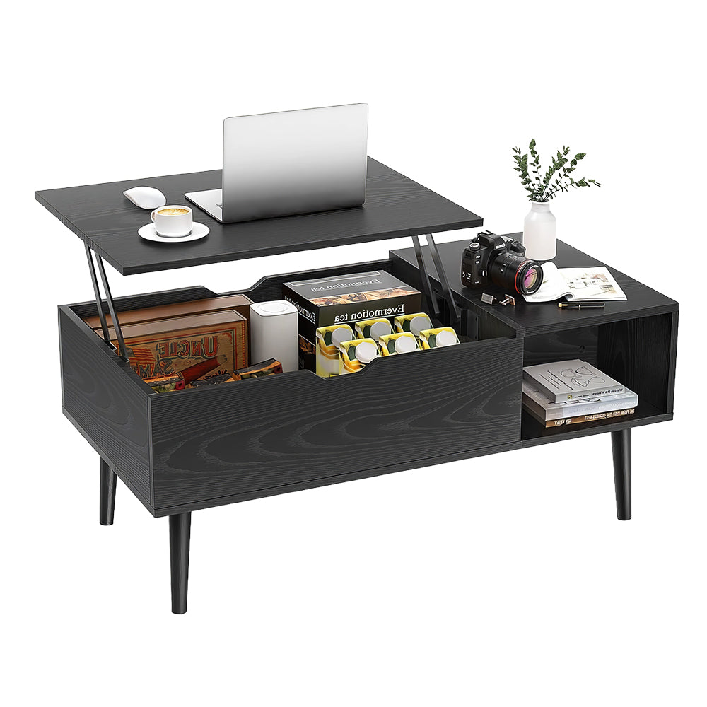 Lift Top Coffee Table with Storage Shelf & Hidden Compartment, 39"