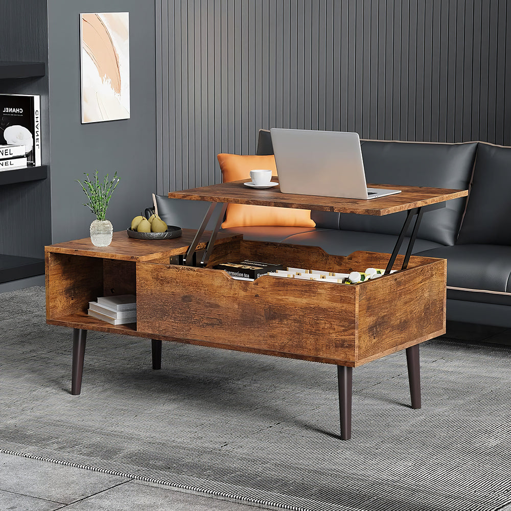 Lift Top Coffee Table with Storage Shelf & Hidden Compartment, 39"