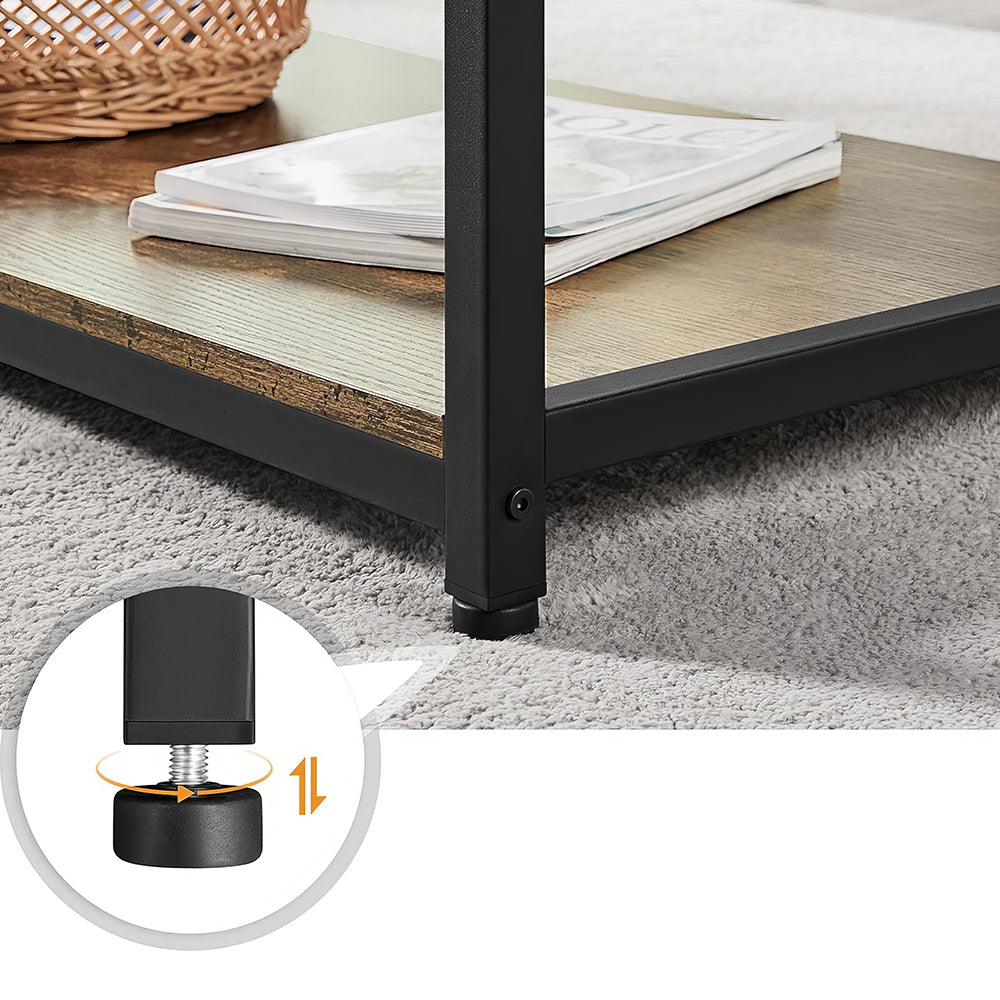 39.5" Industrial 2-Tier Coffee Table with Storage Shelf, Gray