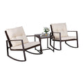 3-Piece Outdoor Patio Bistro Set with Rocking Chairs & Glass Table