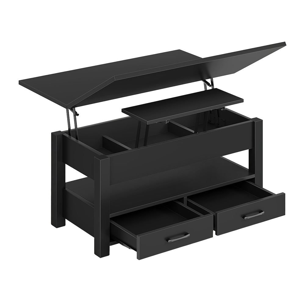 Convertible Lift Top Coffee Table with Storage Drawers & Compartments, 39"