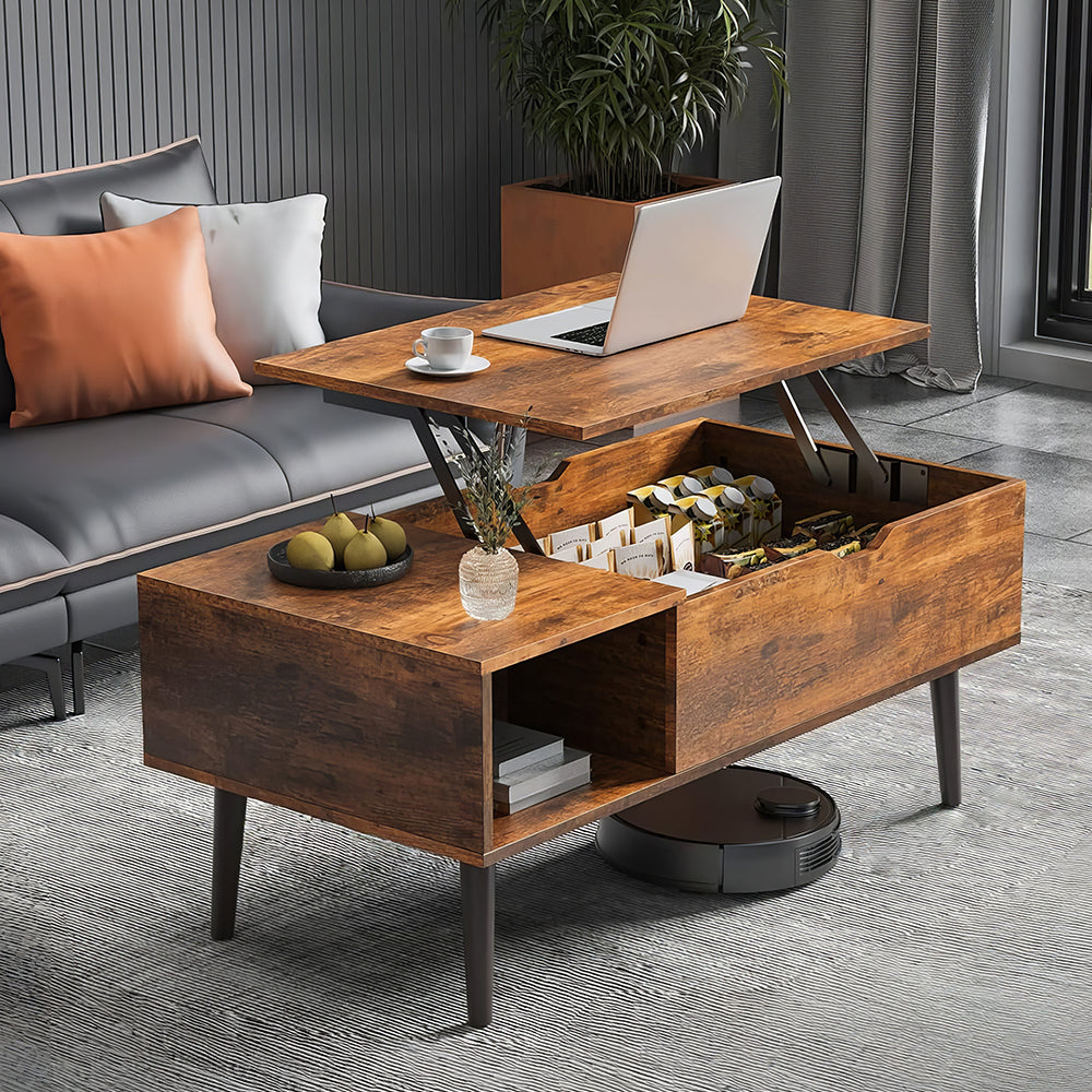 Lift Top Coffee Table with Storage Shelf & Hidden Compartment, 39"