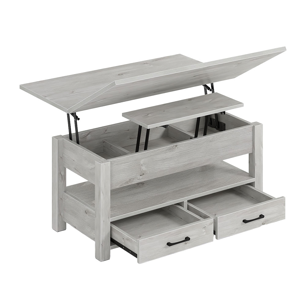 Convertible Lift Top Coffee Table with Storage Drawers & Compartments, 39"