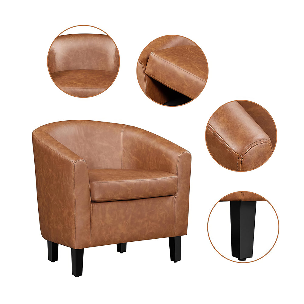 Modern Sherpa Accent Chair with Ottoman, Boucle Barrel Armchair Set
