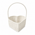White Woven Flower Basket with Handle, 10.2 x 8.7 in