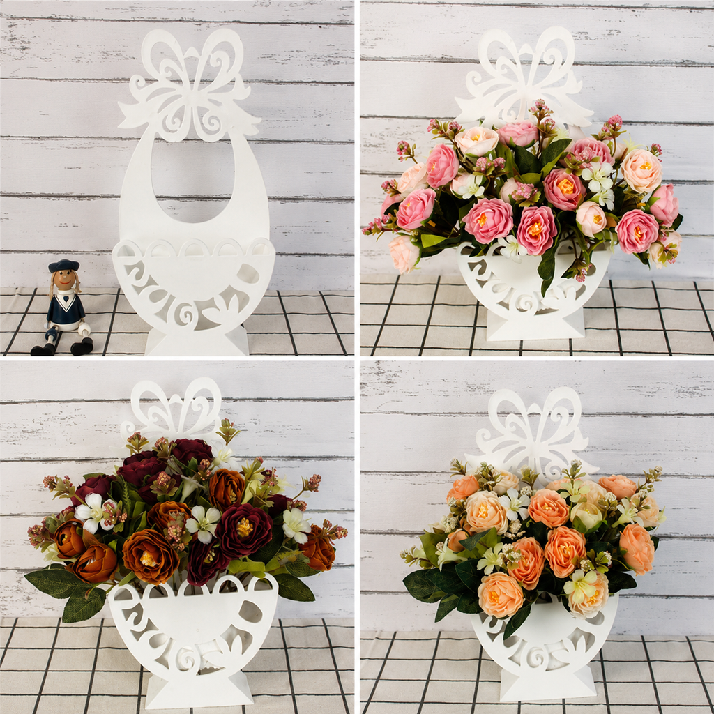 White Artificial Floral Wall Basket with Butterfly, 11 in