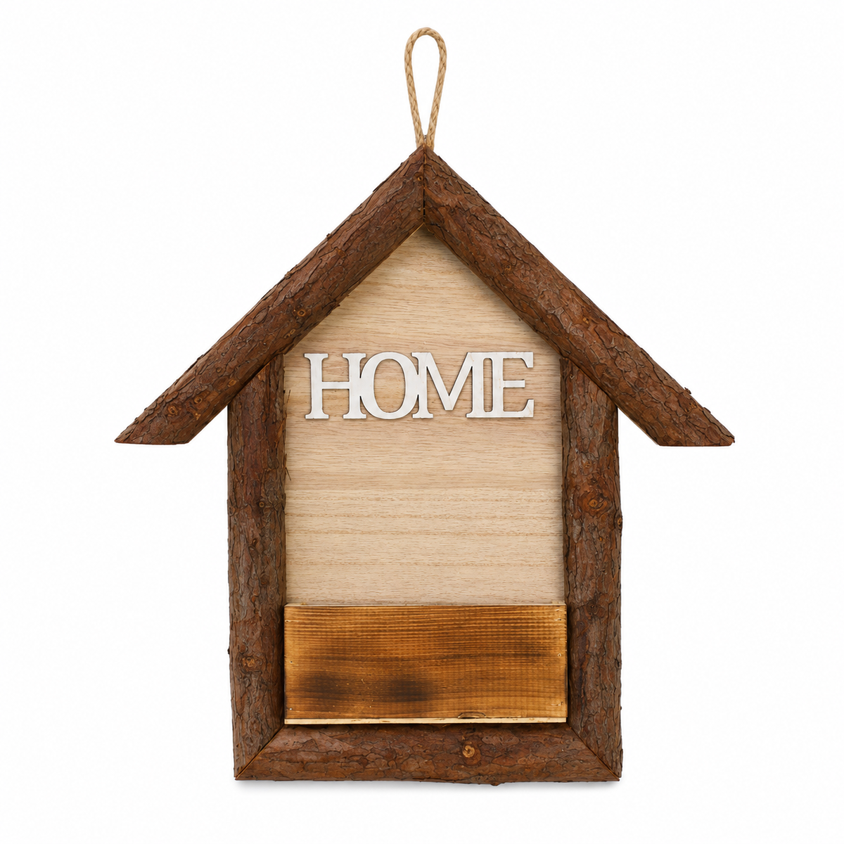 Rustic Wooden House Wall Planter, Brown, 13.8 in