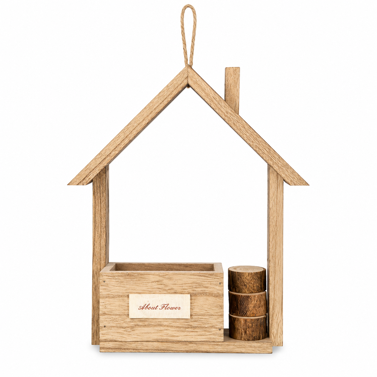 Natural Wood Wall-Mounted Floral Holder, 8.7 x 10.6 in