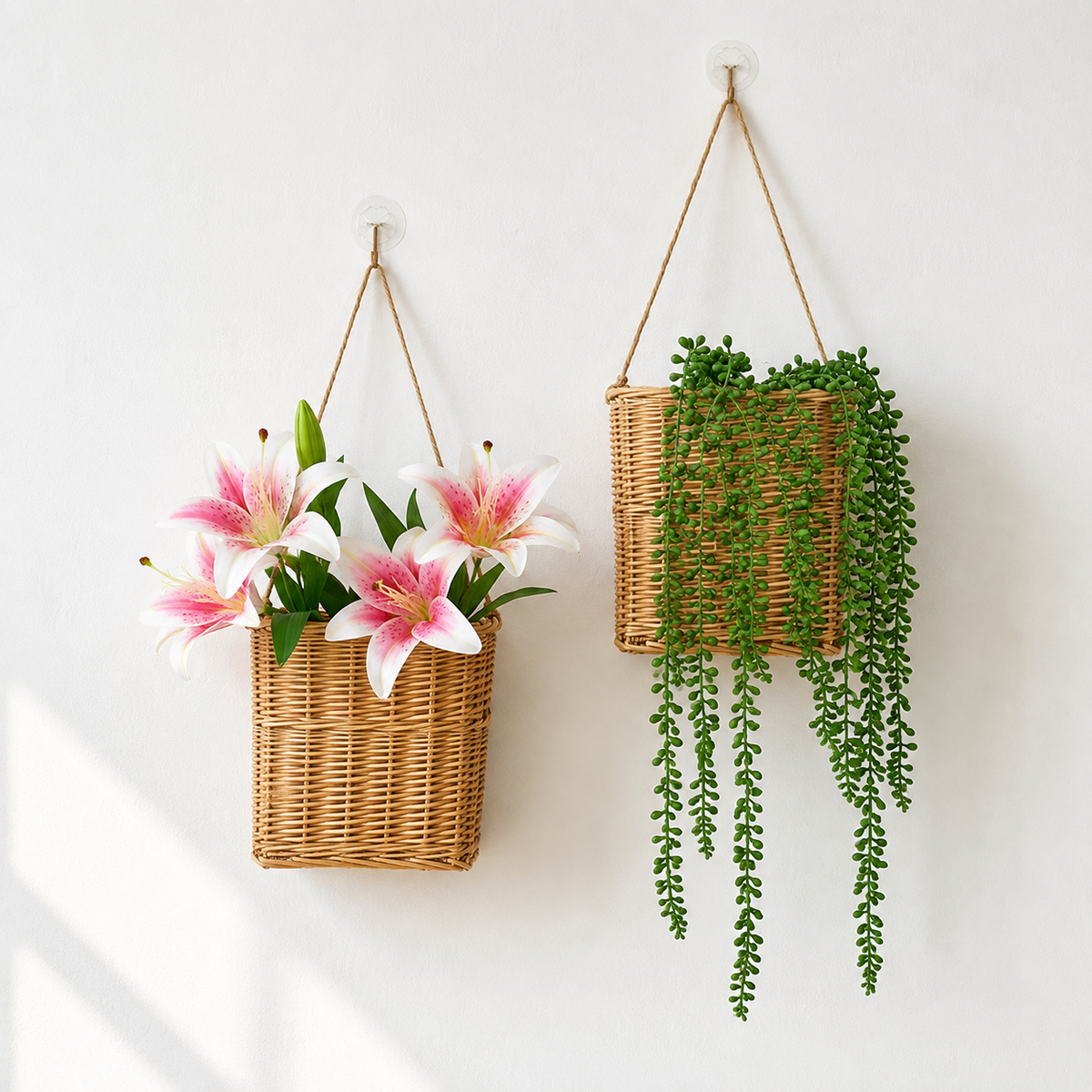 Natural Willow Hanging Wall Basket, 7.1 x 7.1 in