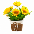 Artificial Sunflower Basket Decor, Yellow, 8.3 in Tall